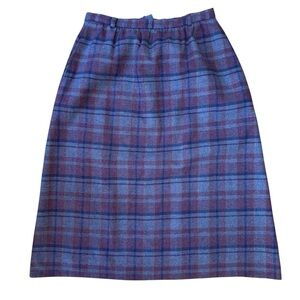 Vintage Plaid Women's Skirt in Gray, Blue and Purple, Size 12